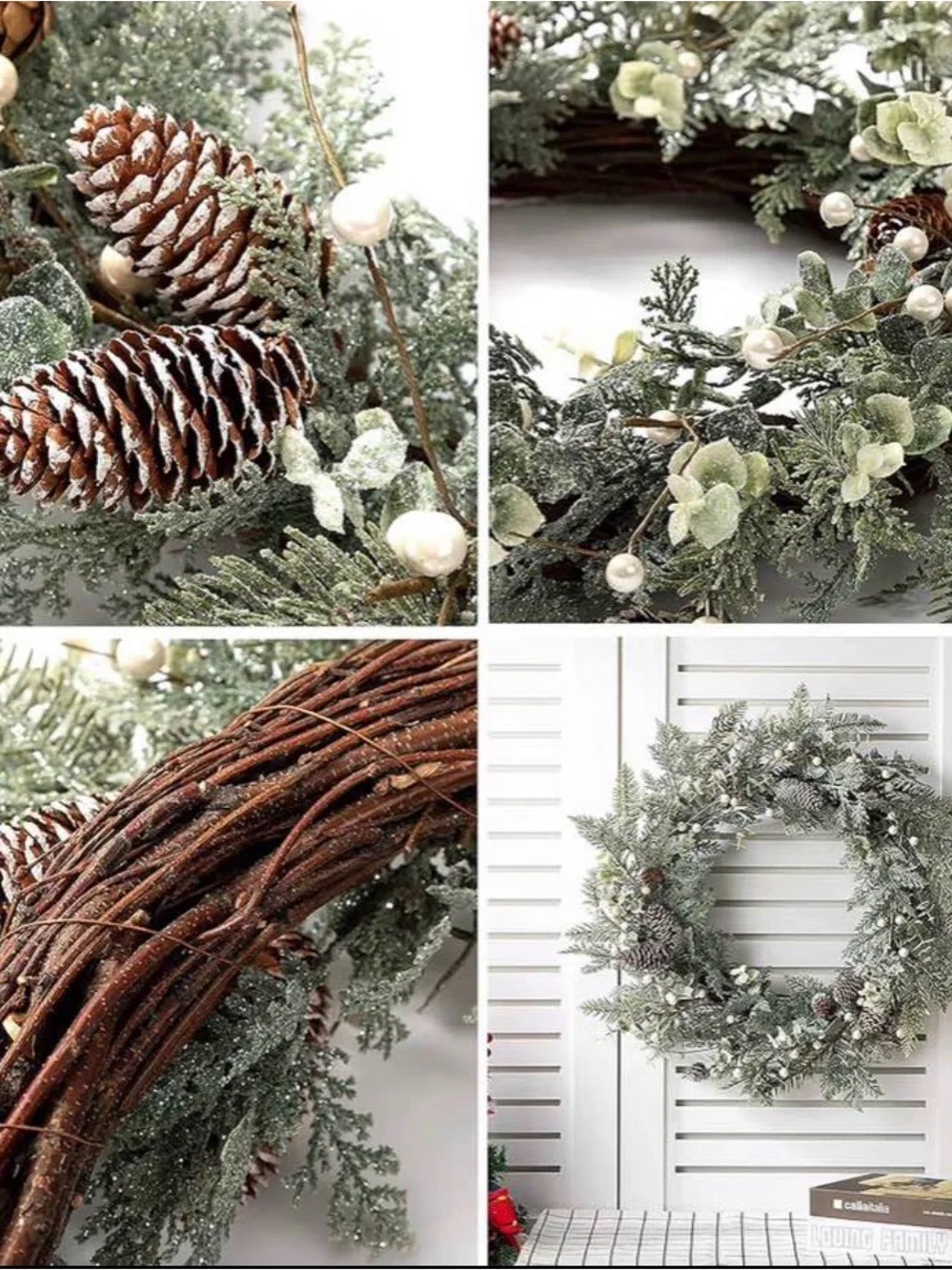 Frosted Pinecone Holiday Wreath - Green